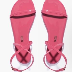 TKEES Pink Minimalist Sandals with Bow Detail